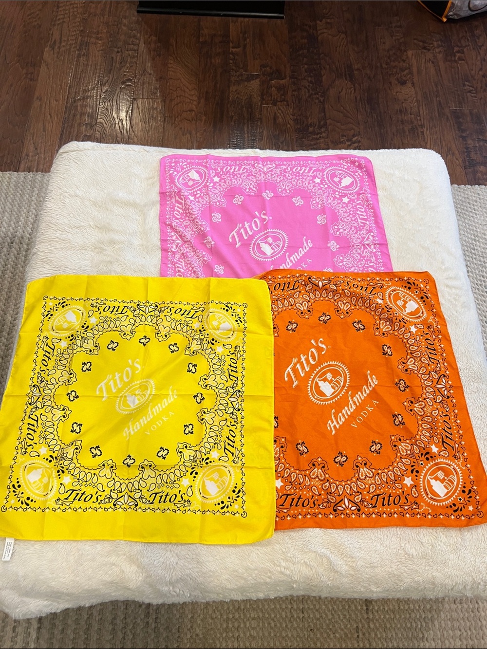 3 Tito’s Yellow Pink Orange Bandana Handkerchief